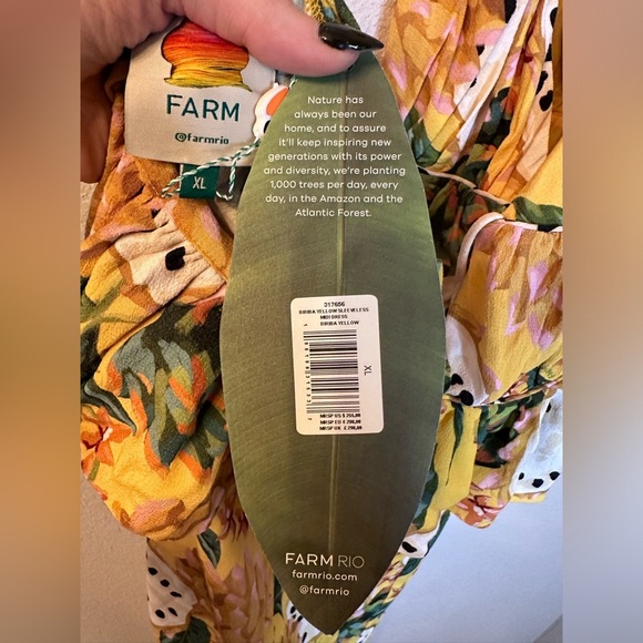 Farm Rio Biriba Yellow Sleeveless Midi Dress Anthropologie NWT Women’s XL - Picture 9 of 16